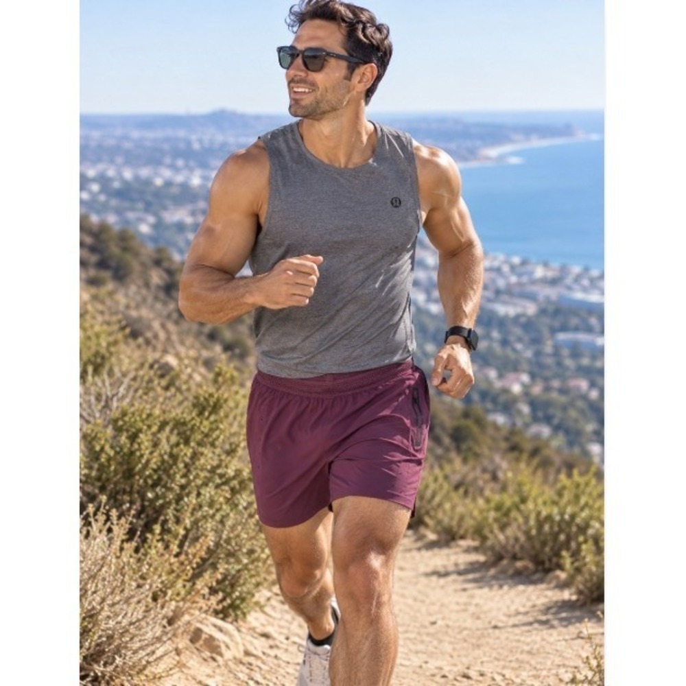 Ten Thousand Mens Session Short Size XL 5" Inseam Maroon Training Gym Running
